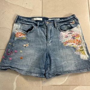 Embroidered Distressed 5” Inseam Denim Shorts from Anthropologie